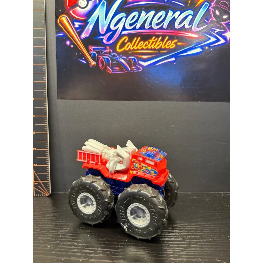 Hot Wheels Monster Truck Fire Chief Red Blue Jet Engine Toy Vehicle 5 Inch